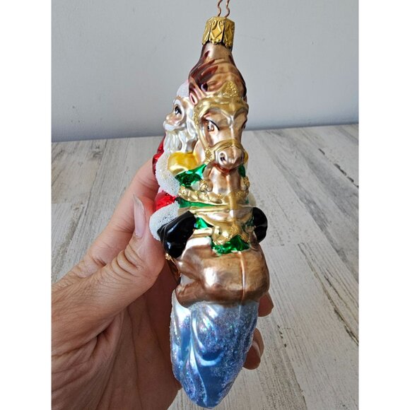 Vintage inge glas Santa reindeer glitter ornament glass claws tree - Picture 3 of 10